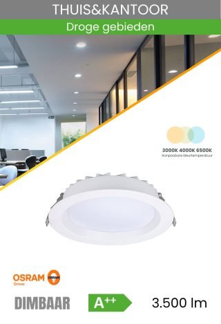 Flexibele, goedpresterende downlight 35W 3000 K 6500 K