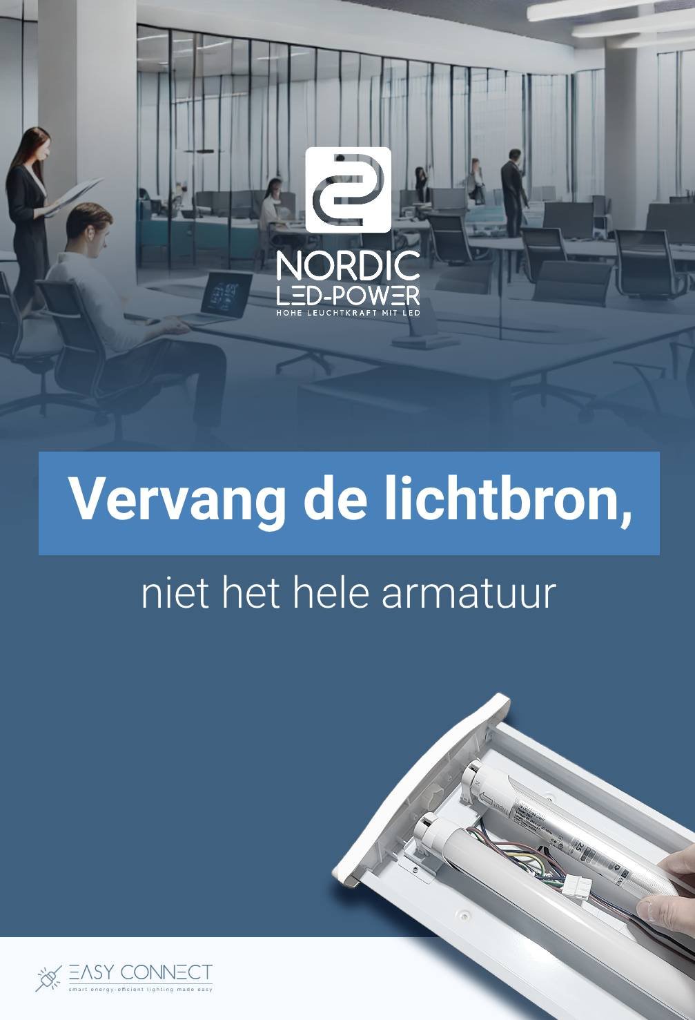 LED-armatuur met vervangbare lichtbron 1500 mm 66 W/4000K - Afbeelding 4